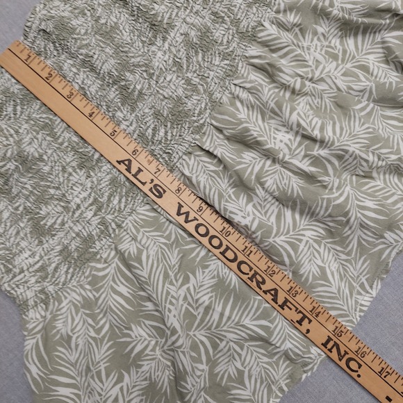 Japna Babydoll Top Cottagecore Boho Floral Ruched Smocked Ruffle Sleeve Sage L - Picture 12 of 12